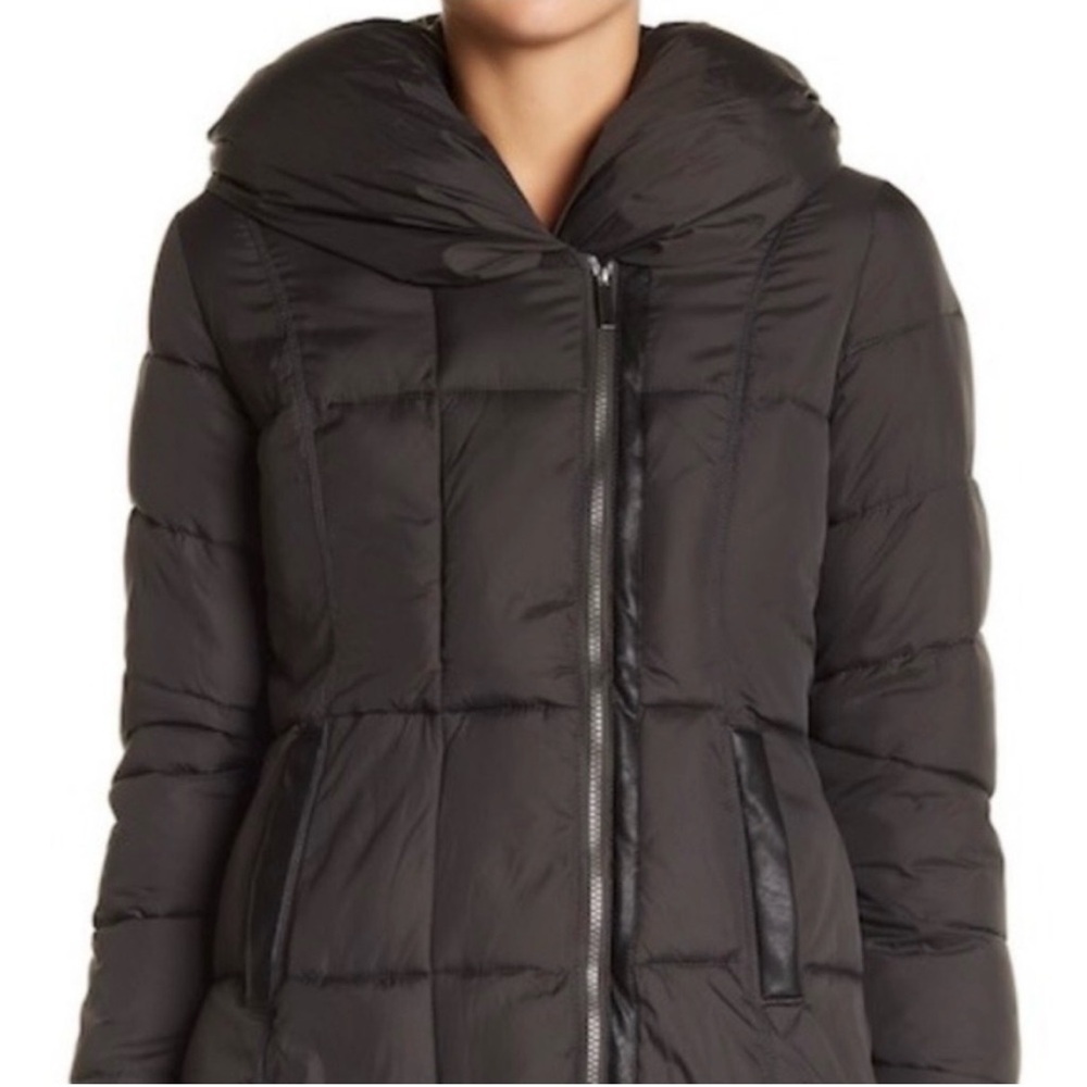 French Connection Black Mid length Women's Puffer Coat with Hood - Picture 4 of 14